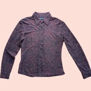 Y2K Metallic Button Down Shirt